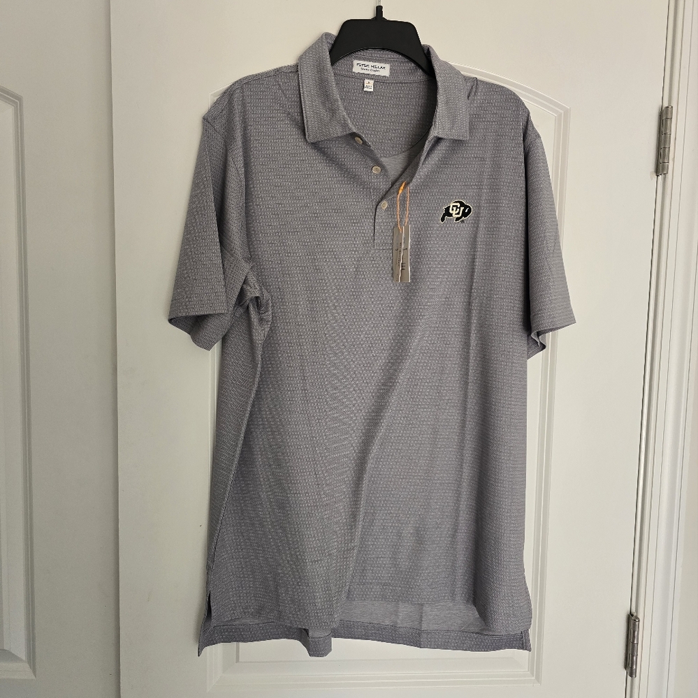 ๐ Peter Millar Gray Black Colorado Buffaloes Performance Jersey Golf Polo Logo - Picture 5 of 9
